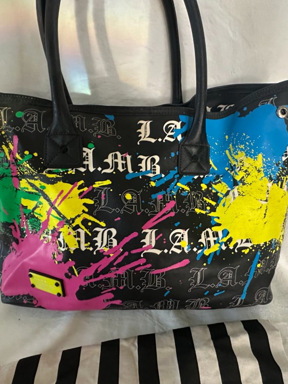 LAMB Gwen Stefani Graffiti Splatter Tote & Satchel Bundle - Picture 2 of 16